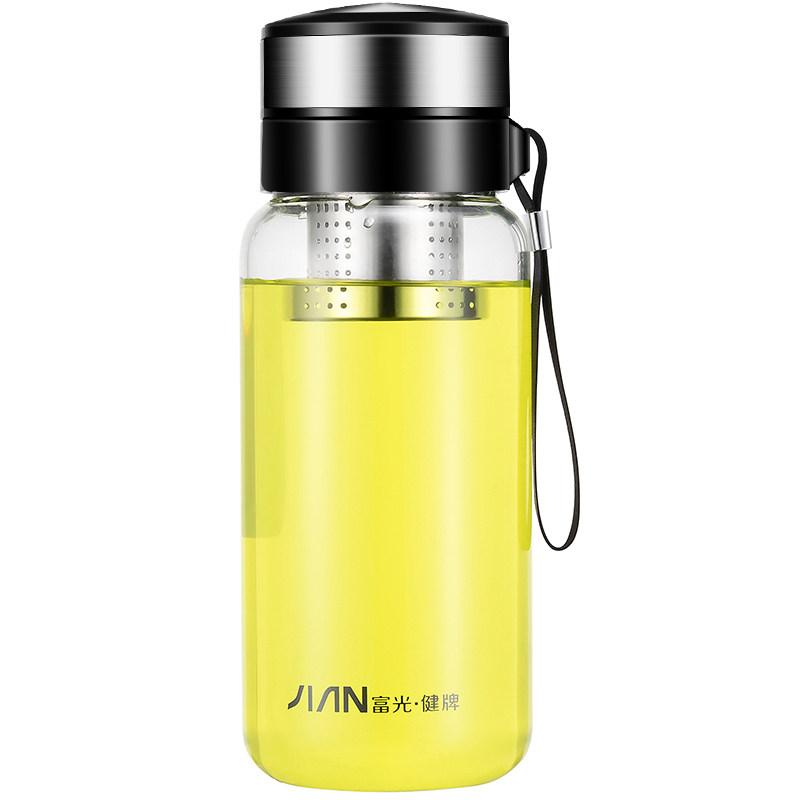 富光玻璃杯男大容量水杯子1000ml便携超大号茶水分离泡茶杯2000ml