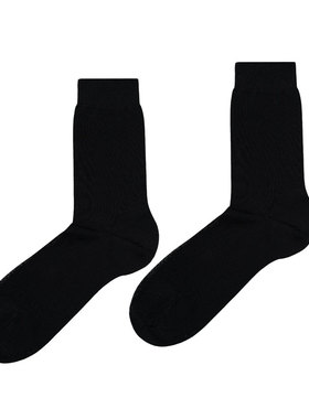 男士短筒美国长绒棉百分百黑商务袜