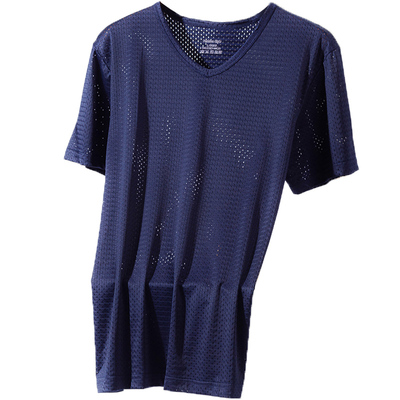 2件网眼冰丝短袖男士镂空宽松t恤