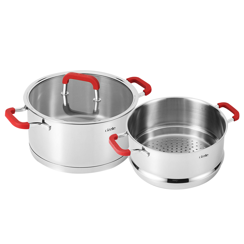 cizzle喜时304蒸锅不锈钢加厚家用蒸笼蒸馒头小蒸煮电磁炉24cm