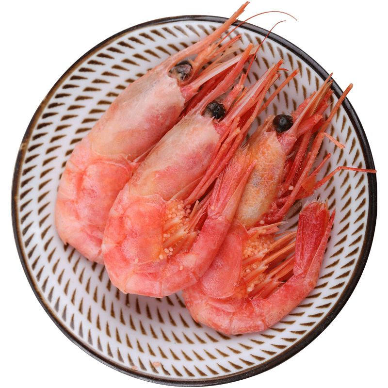 加拿大北极虾甜虾生吃即食刺身2斤头籽腹籽北极虾熟冻冰虾元宝虾