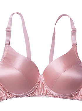 1件   桑蚕丝透气舒适无痕内衣女夏双面真丝薄钢圈光滑纯色文胸