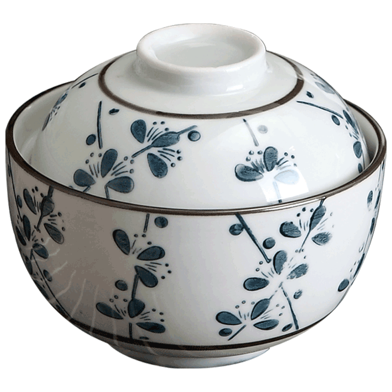 日式泡面碗带盖炖盅碗蒸蛋碗有盖子的陶瓷碗家用汤盅盖碗单个汤碗