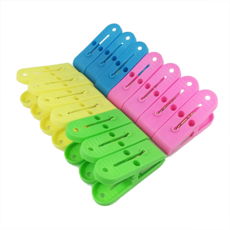 森泰彩色塑料小夹子晒衣夹裤袜夹收纳夹儿童弹簧夹平口夹子14只装