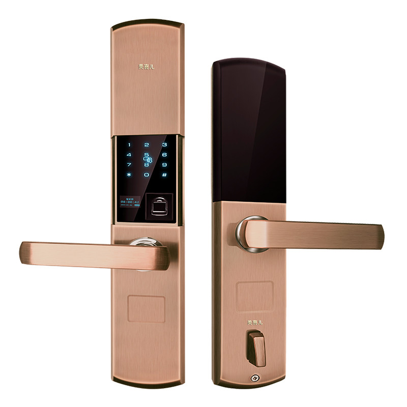 8美吉尔智能科技防盗门拉手 大门锁执手 门把手对开门仿黄红铜锌铁