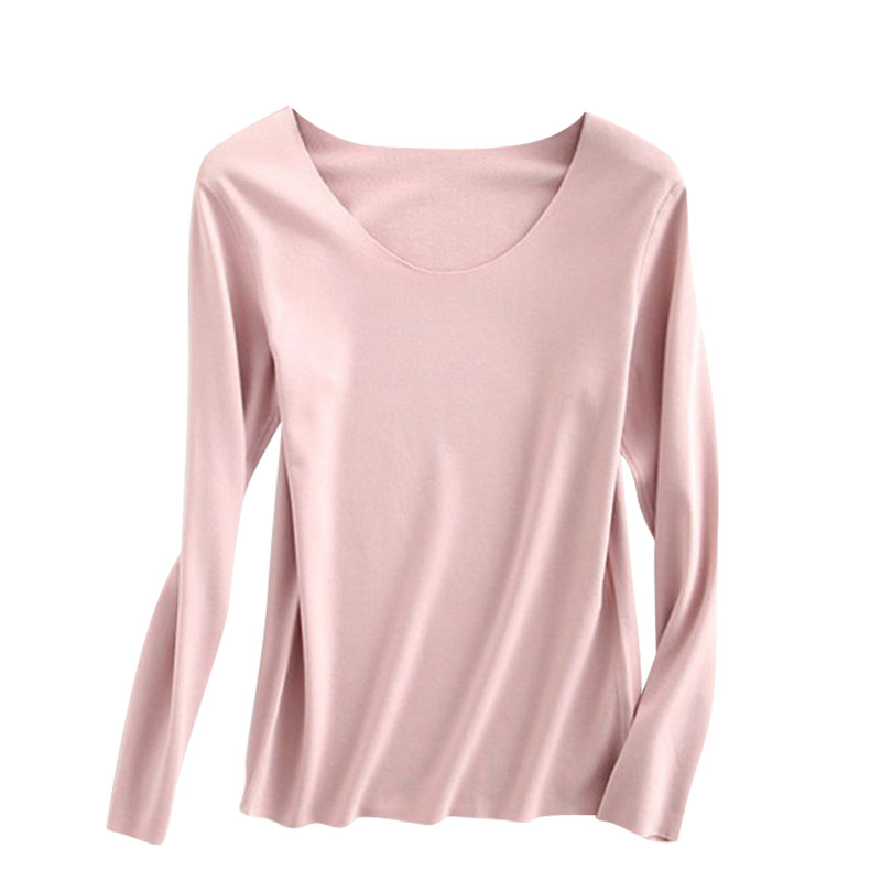 无痕德绒发热加绒加厚打底衫女长袖t恤修身内搭保暖上衣秋衣单件