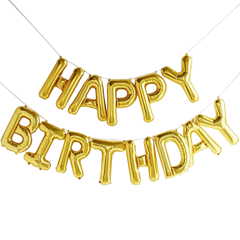 可悬挂生日快乐铝箔气球happy birthday字母儿童派对布置装饰周岁
