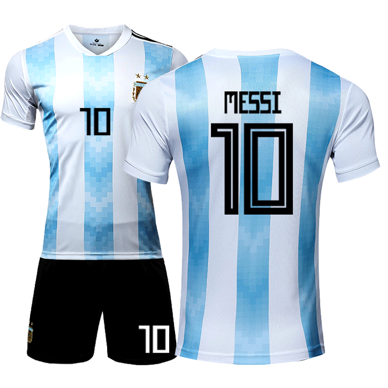 阿根廷球衣2018国家队服梅x球衣成人儿童比赛足球服套装定制印号