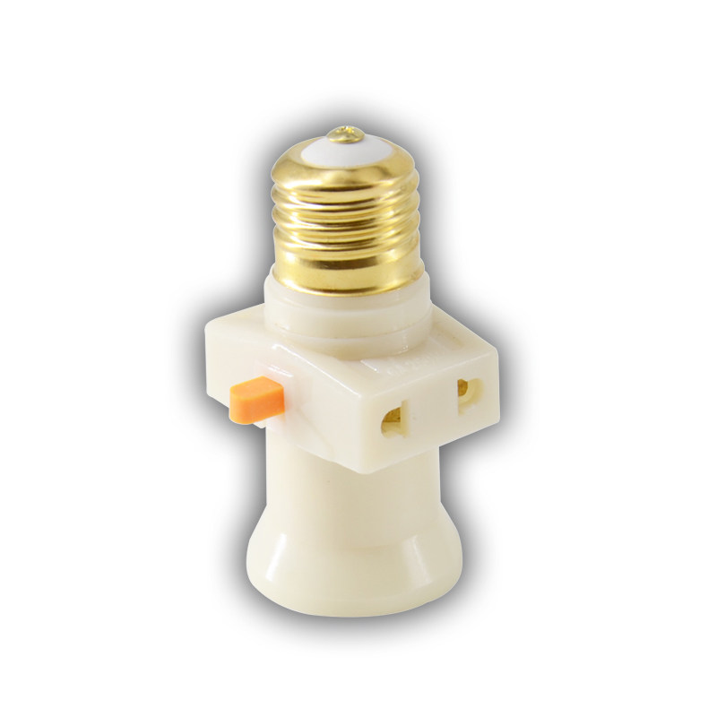 众创e27带开关插座双分火螺旋灯口宿舍螺口灯座转换器多用灯头