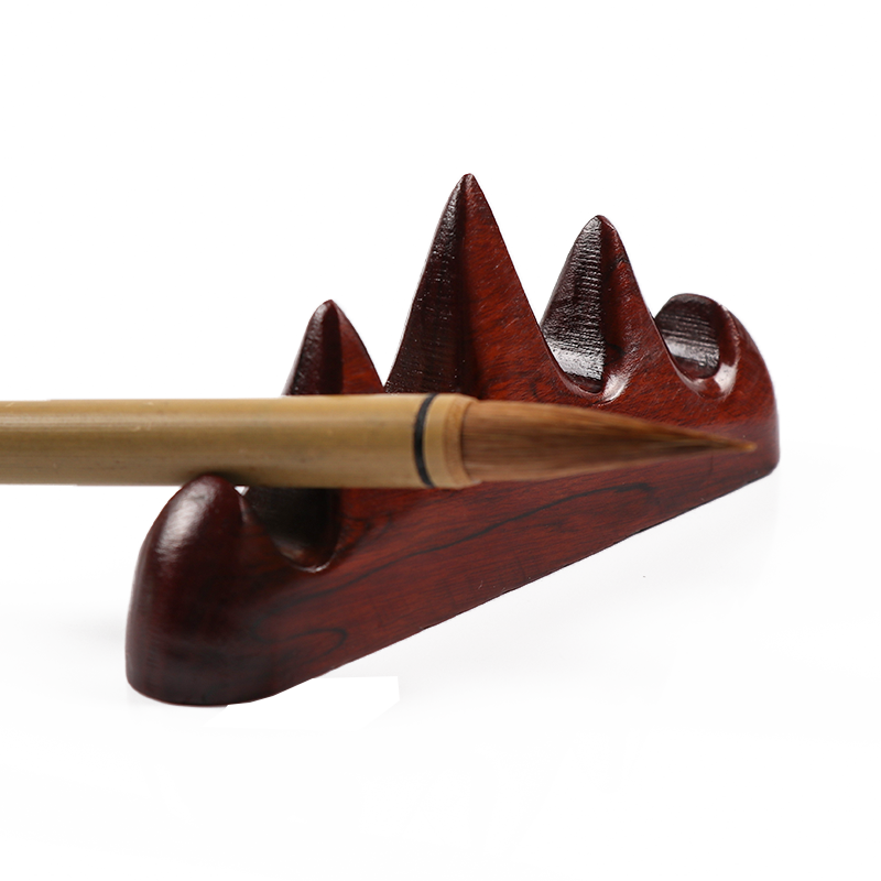 文房四宝笔搁黑梓木毛笔架笔挂笔拖 红木实木五指山笔搁书法用品