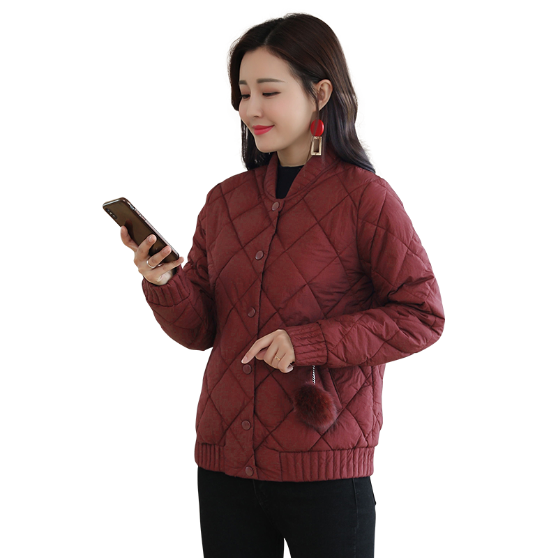 小棉袄女轻薄短款2019新款秋冬时尚女士百搭棉衣大码羽绒棉服外套 - m