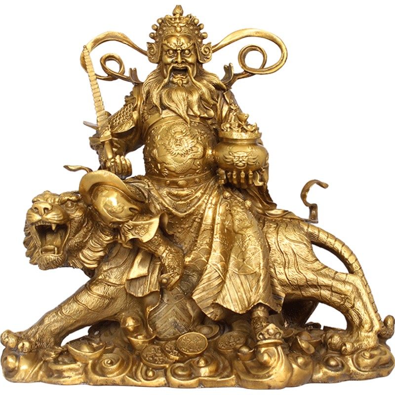 纯铜武财神赵公明摆件招财佛像骑虎赵天君财神爷神像求财客厅摆件