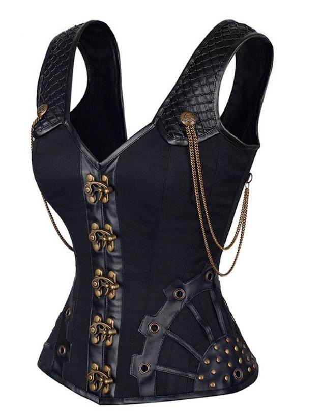 朋克欧美宫廷塑身背心上衣收腹束腰产后绑带马甲收肚子外穿束身衣