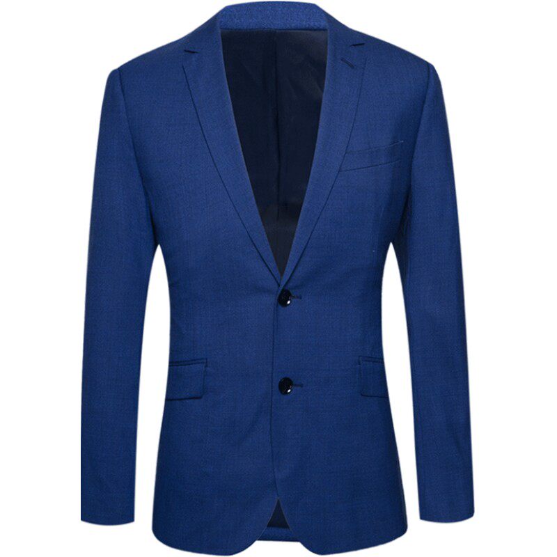 jdv男装 春季款新品 宝蓝色商务正装羊毛修身西服西装套装上衣