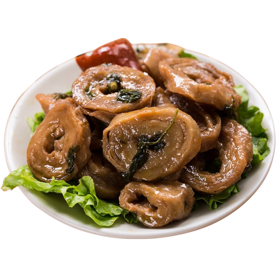 【齐善素食_三杯素肥肠_冷冻】素食大豆小麦半成品面筋仿荤素肉