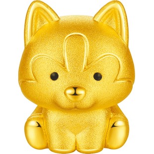 吉盟珠宝黄金狗转运珠生肖足金手链女3d硬金本命红绳串珠路路通男 券