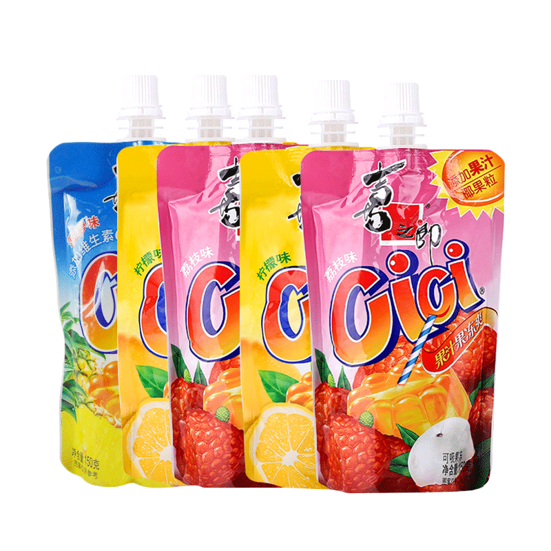喜之郎cici果汁果冻爽特惠装150g*5吸的冻怀旧零食品网红休闲小吃