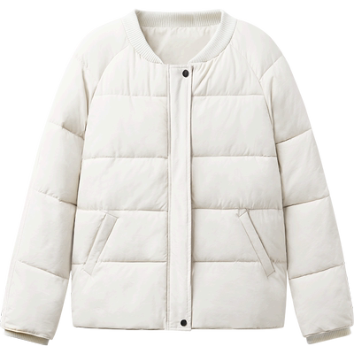 艾米恋加厚短棉袄女式韩版学生面包服冬季宽松短款米白色棉衣外套