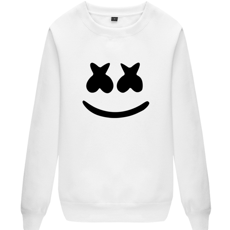 marshmello棉花糖卫衣圆领套头男女学生个性dj电音薄长袖衫上衣服