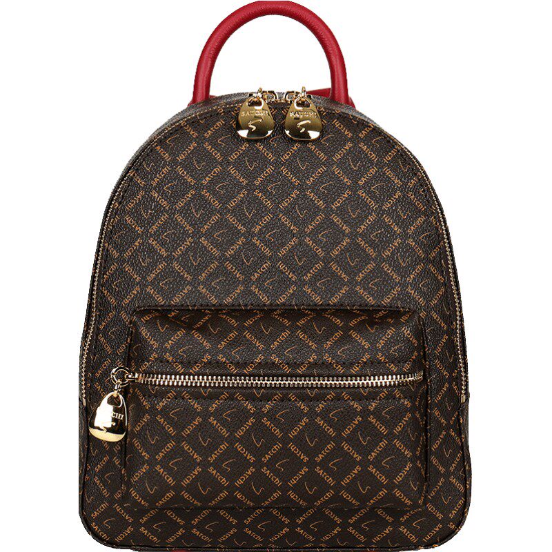 satchi/沙驰女款双肩包休闲印花背包经典小巧 旅行包大学生书包