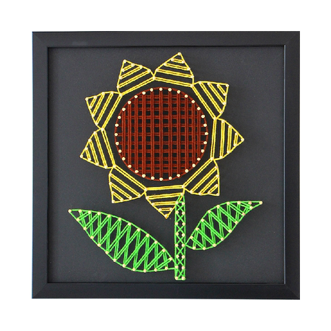 向日葵 钉子绕线画diy材料成品 毛线缠绕画手工课装饰画纱线弦丝