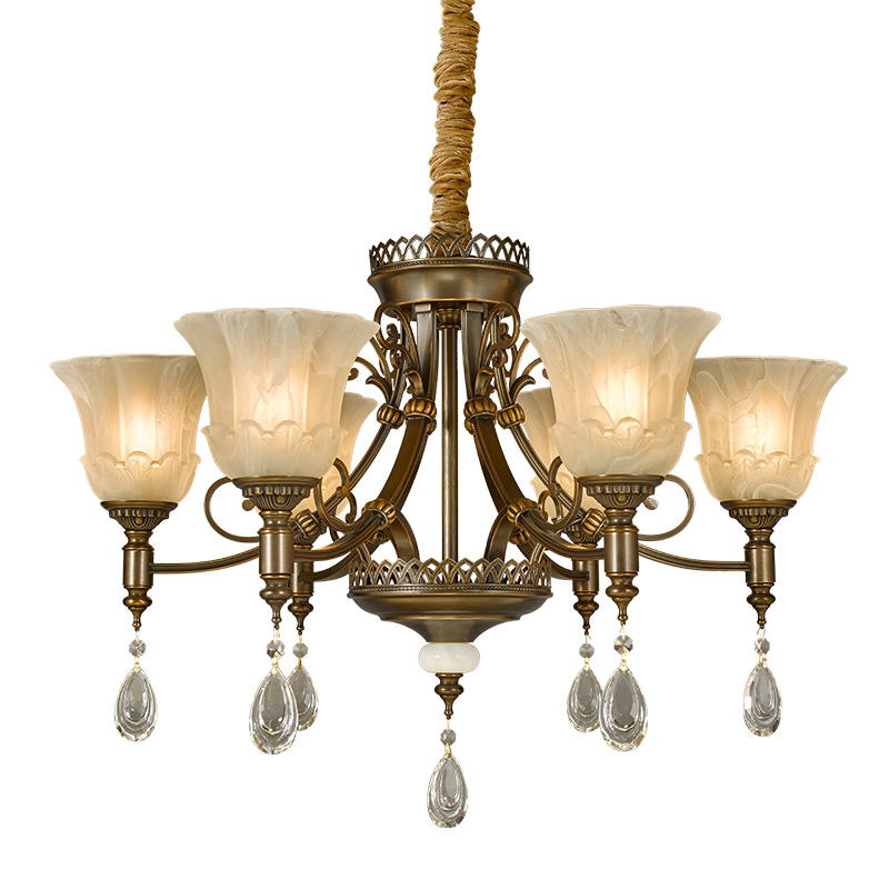 富亨美琪66067美式全纯铜吊灯客厅餐厅卧室别墅酒店会所套装