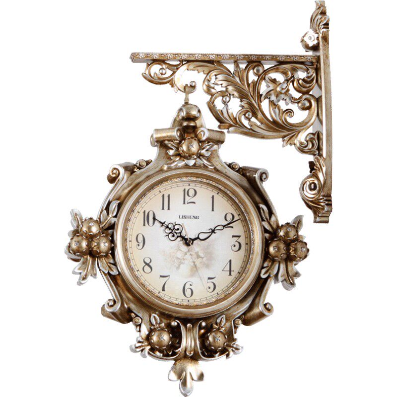 欧式豪华时钟双面挂钟客厅两面钟表静音创意超大号美式复古壁挂表