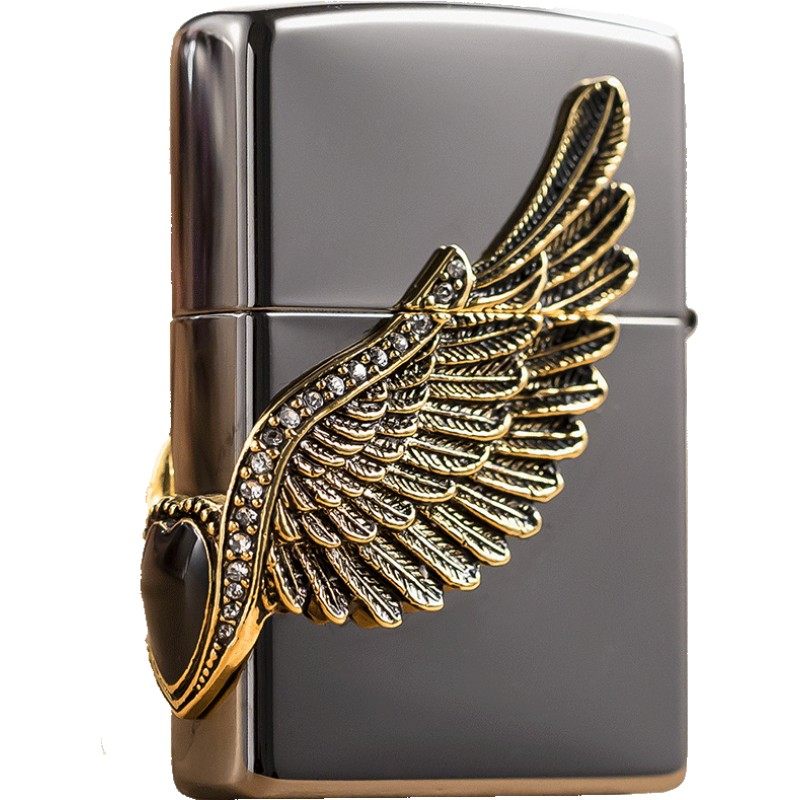zippo打火机正版 美国正品原装黑冰爱神之翼 男士爱心情人节礼物