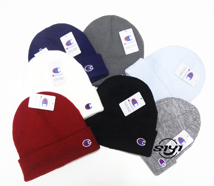 【多色现货】champion 冠军线帽 草写标 小logo 粗针织柔软冷帽子_9折