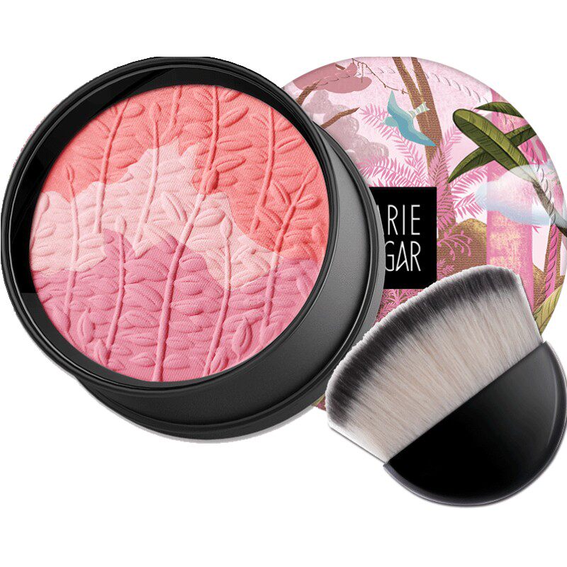 玛丽黛佳三色腮红少女粉胭脂粉扑蜜粉自然裸妆修容三色盘正品