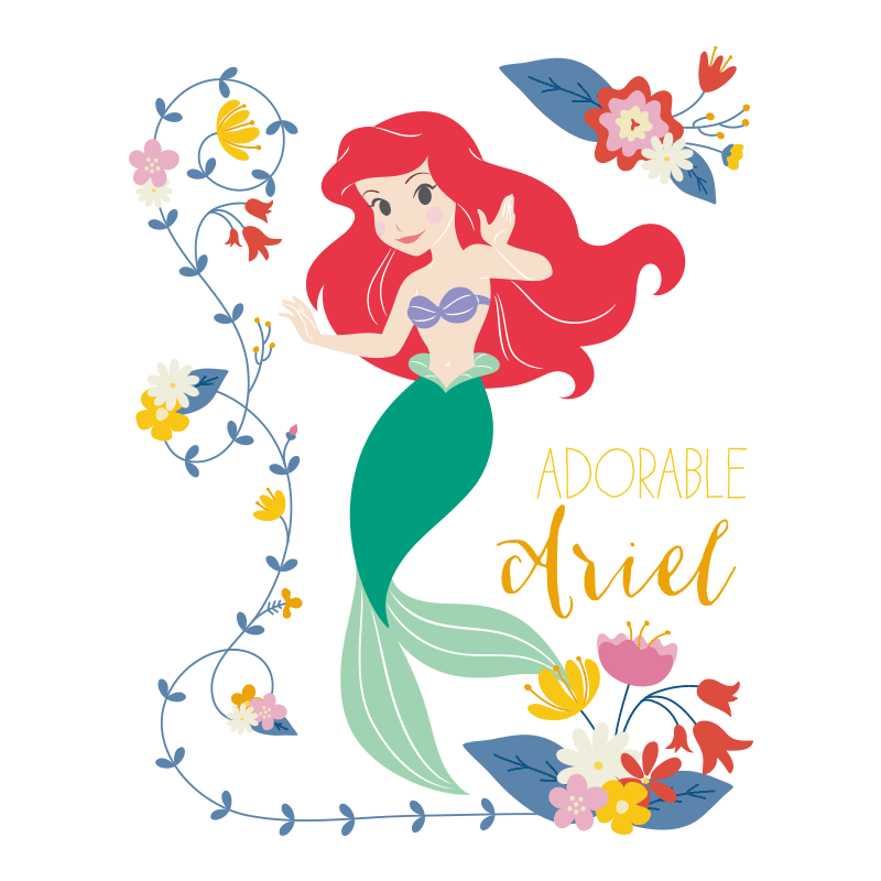 迪士尼儿童卧室浴室墙贴纸防水幼儿园贴画卡通海洋美人鱼可移除