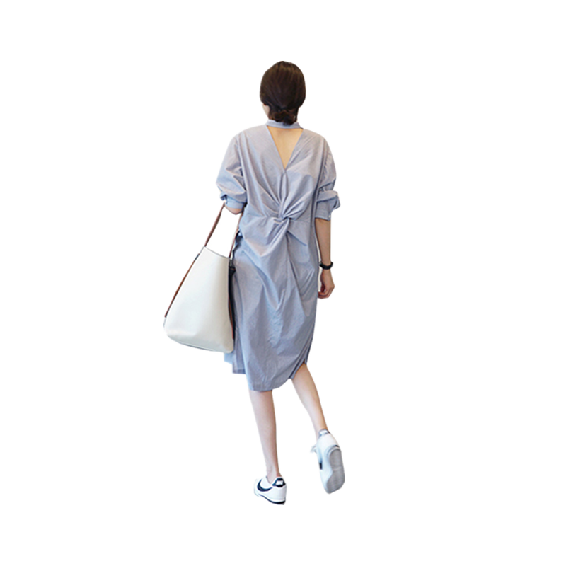 商品白底图-韩国东大门春秋女装2019新款衬衫裙白底图