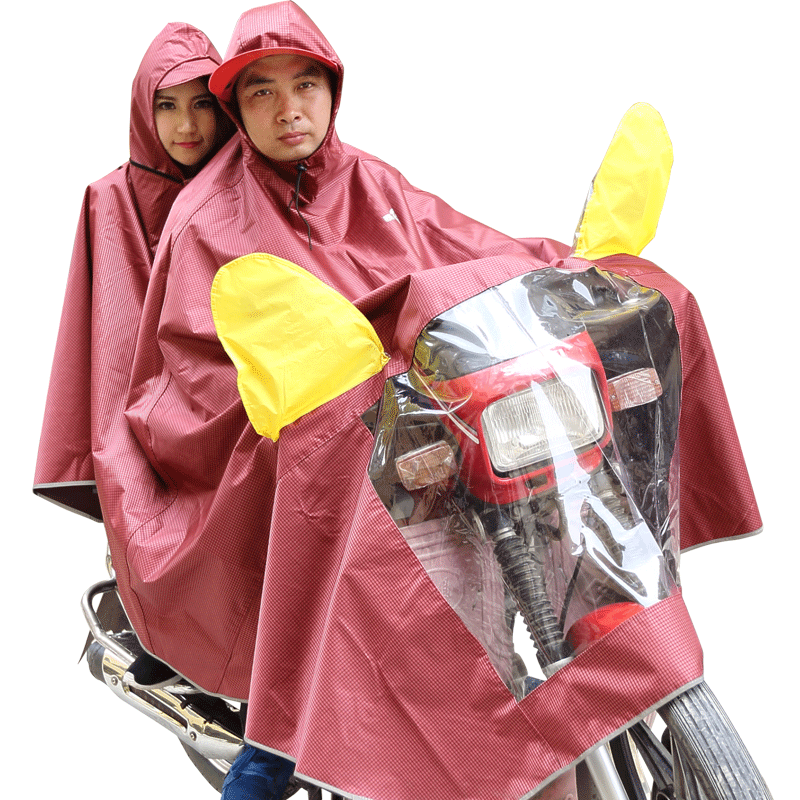 暴龙可拆卸帽檐新款双人摩托车电瓶车雨披男女加大加厚雨衣