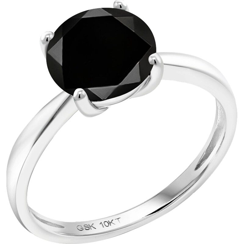 2克拉黑钻石戒指10k金南非真钻单颗钻戒订婚纪念日经典女戒 - gem