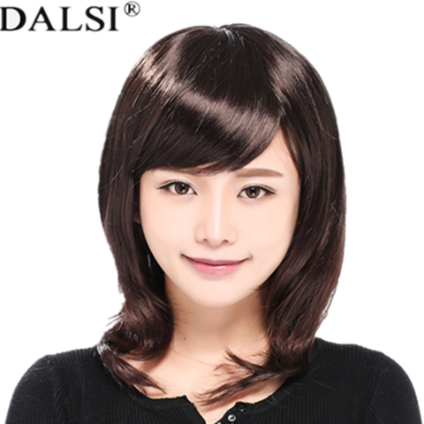 黛丽丝假发女短发斜刘海中长直发中长发自然逼真中年人妈妈假发套