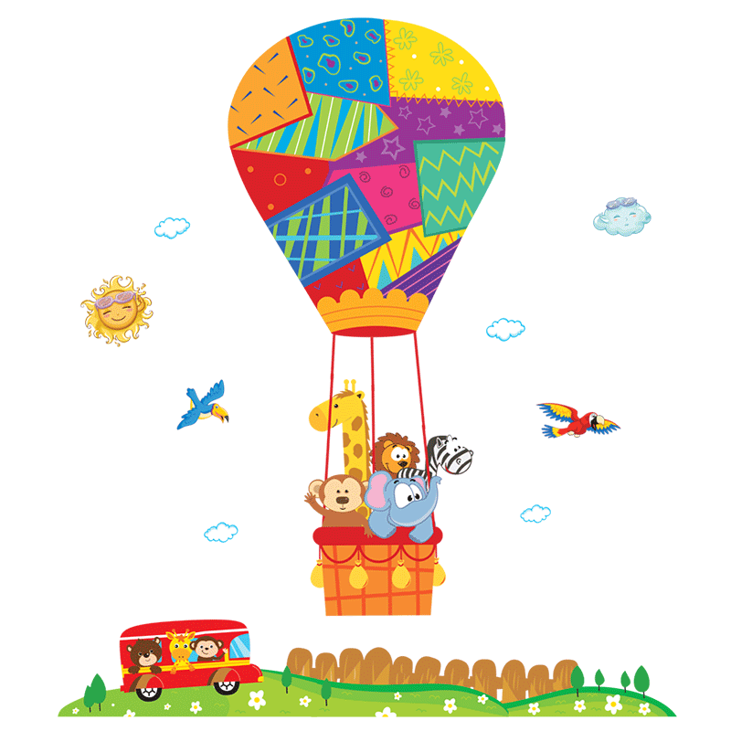 幼儿园墙面装饰热气球墙纸贴画宝宝卧室儿童房卡通可移除墙贴纸