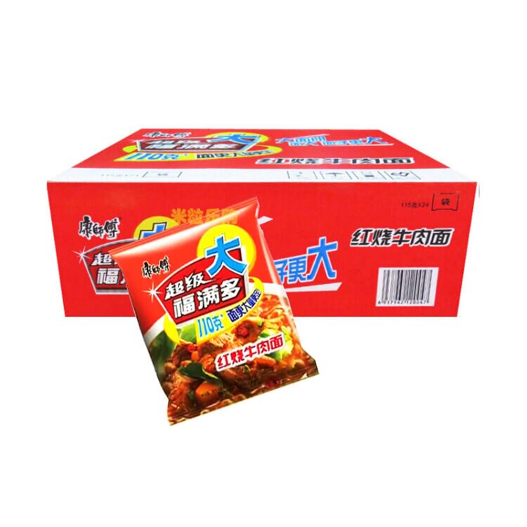 康师傅方便面超级福满多整箱24袋装混装红烧老坛酸菜牛肉泡面