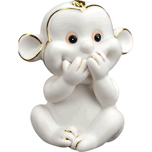创意现代简约三不猴陶瓷摆件可爱装饰品电视柜酒柜客厅家居小饰品 券