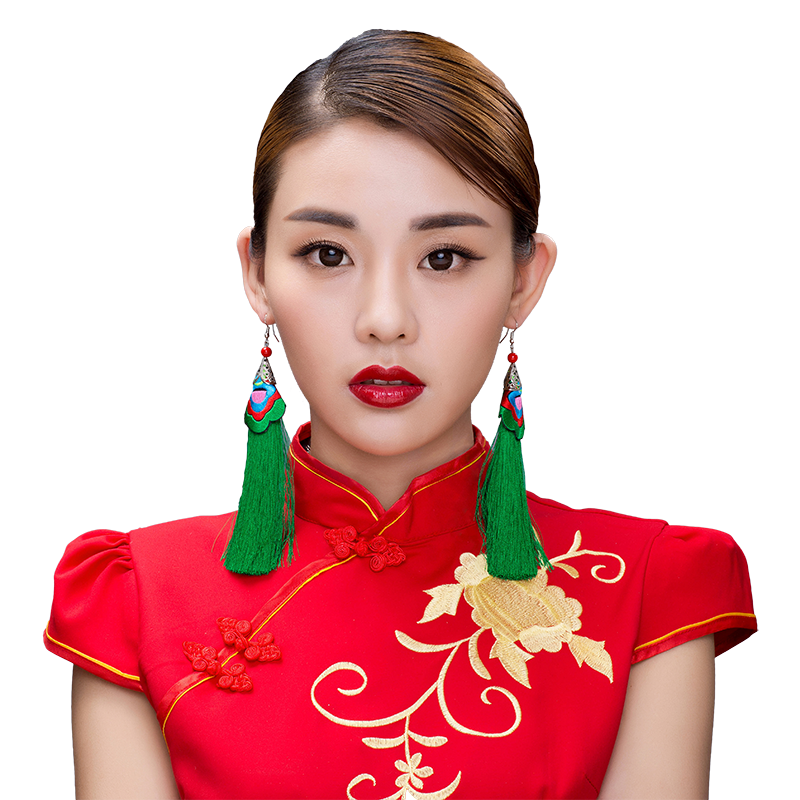 流苏耳环银针民族风长款配旗袍的耳坠女气质复古风无耳洞耳夹耳饰