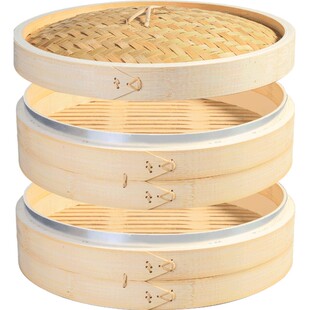 蒸尚美大蒸笼蒸锅蒸屉竹制加厚 蒸包子馒头商用手工笼屉35-60cm