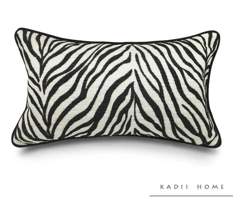 kadii轻奢黑白斑马纹抱枕样板房现代时尚沙发靠垫客厅靠背靠枕套