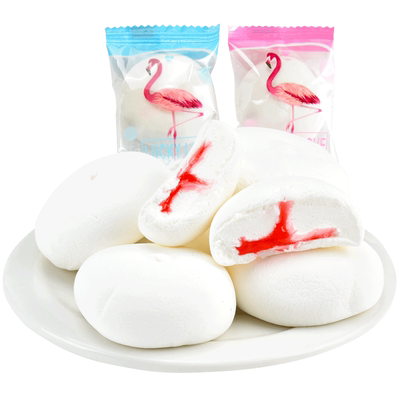 白色果汁夹心棉花糖散装500g休闲软糖儿童零食糖果结婚喜糖批发