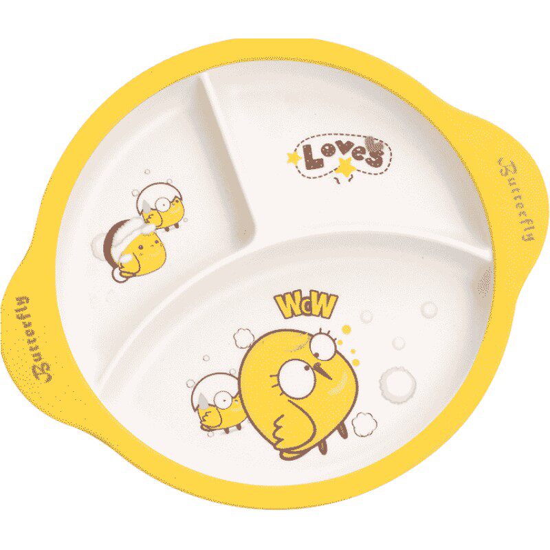 竹纤维儿童餐具吃饭辅食碗宝宝餐盘婴儿分格卡通饭碗叉子勺子套装