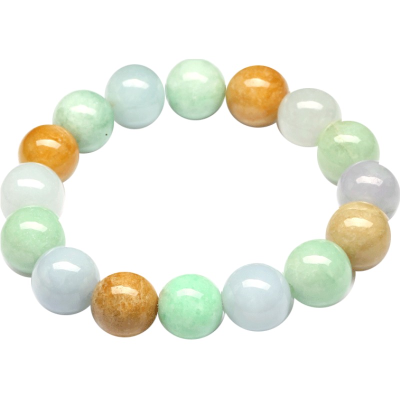 七彩云南翡翠手串翡翠珠串冰种糯种玉石手串男女款玉石手串玉手链