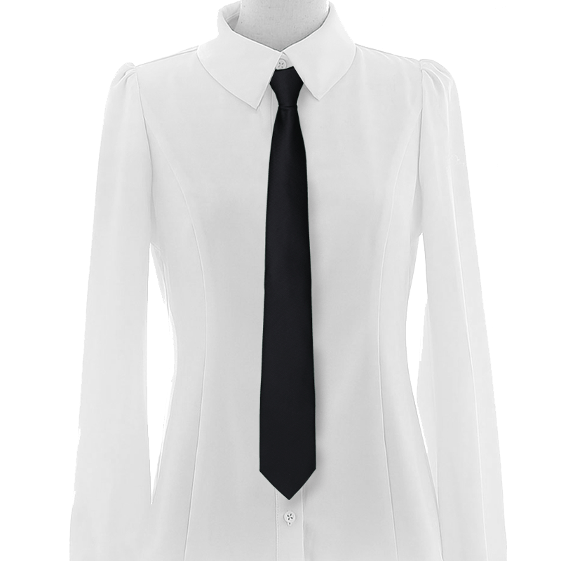 仅景新款拉链领带女士商务正装纯色质感涤丝学院风女职业领带 - 仅景