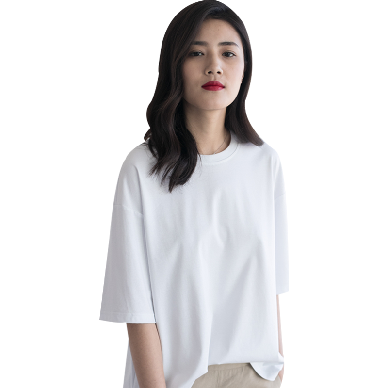 宽松上衣纯棉白色t恤短袖女早秋2019新款打底衫女