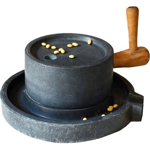 石磨家用青石小型石头盘纯手工推动磨子天然石材磨豆腐米浆麻石磨