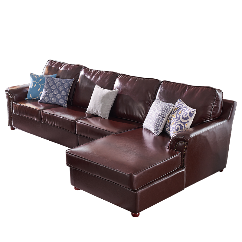 聚法丽莎家具美式乡村皮艺沙发客厅大小户型转角贵妃沙发组合m6