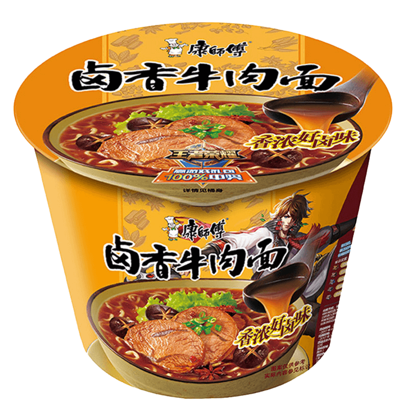 康师傅 开心桶卤香牛肉面 106g桶 方便面泡面