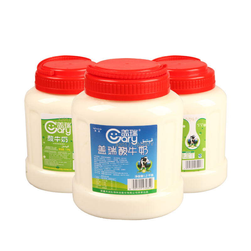 【产地航空直发】新疆盖瑞圆桶酸奶天润原味浓缩老酸奶密封1.